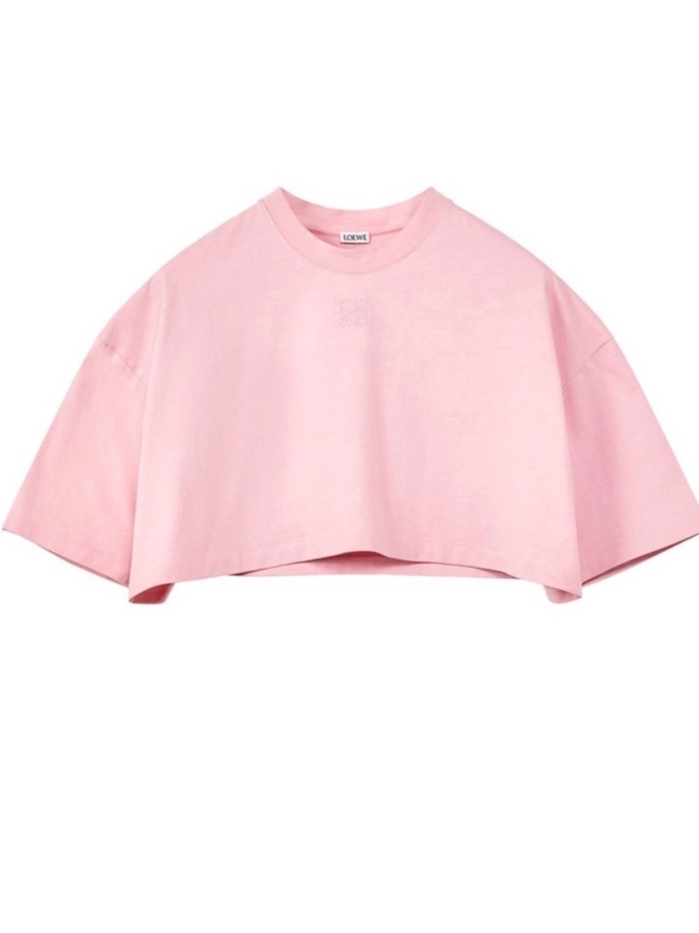 LOEWE Ebroidered-Logo T-Shirt Cropped Pink Crewneck Top